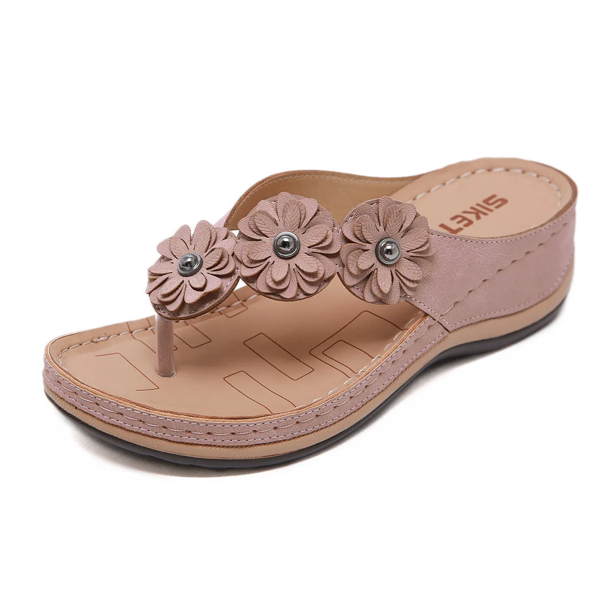 Flowers Sandals Women Retro Style Wedges Shoes Outdoor Beach Shoes Summer