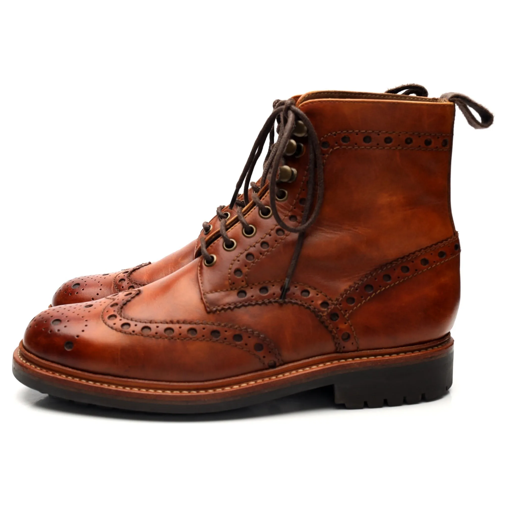 'Fred' Tan Brown Leather Boots Brogues UK 7 G