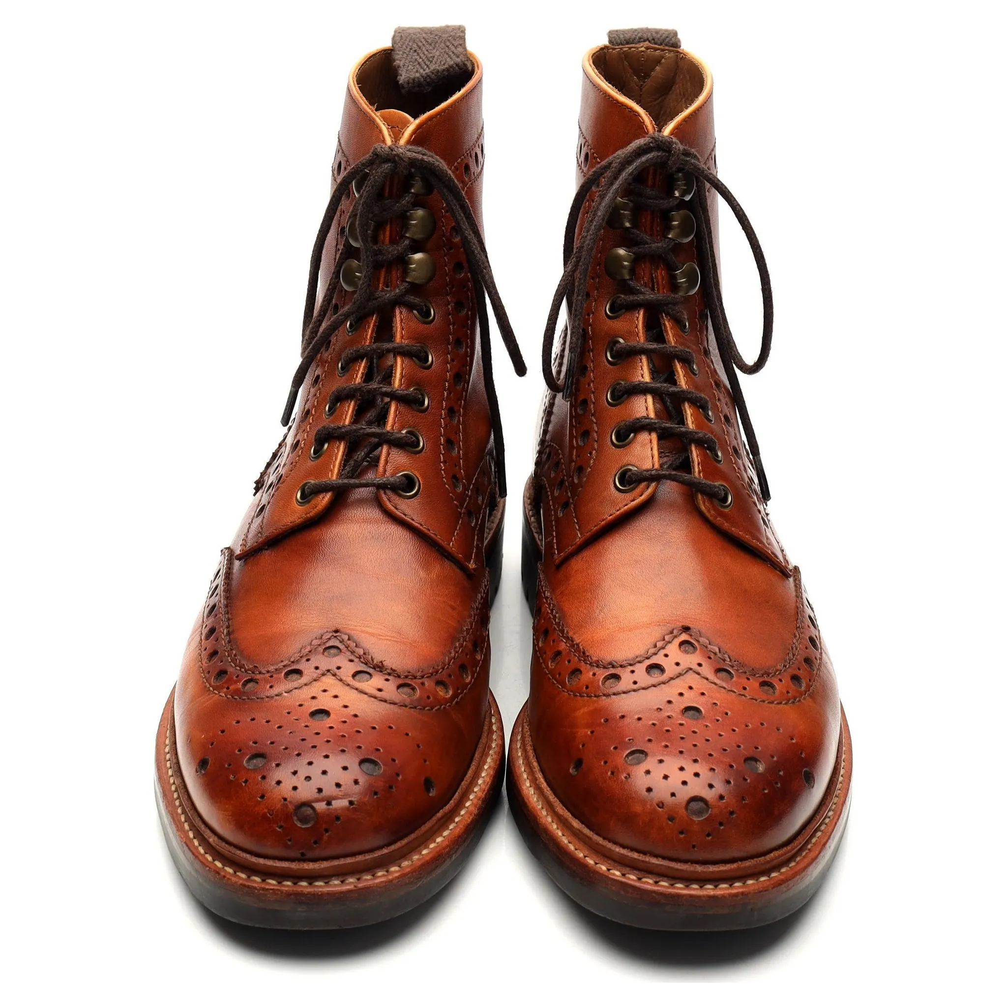 'Fred' Tan Brown Leather Boots Brogues UK 7 G