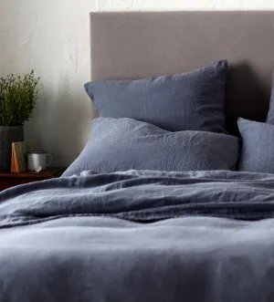 French Blue 100% Linen Oxford Pillowcase