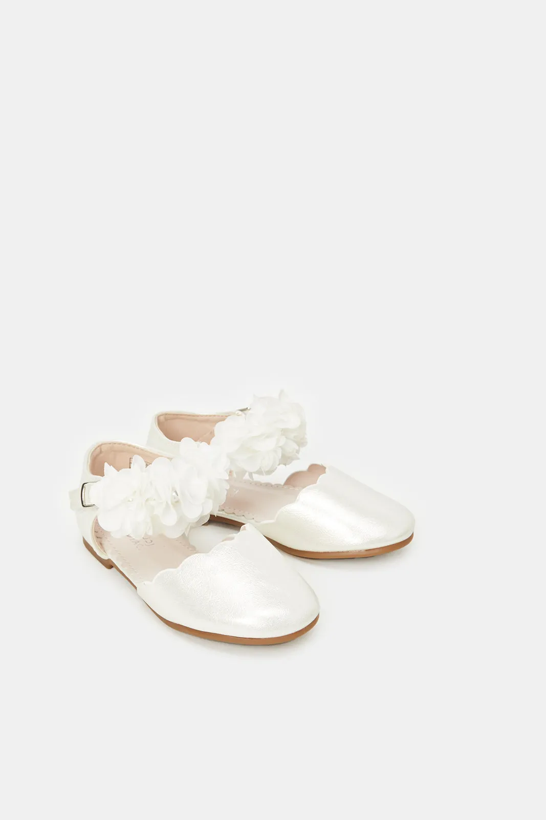 Girls Ivory Floral Sandals