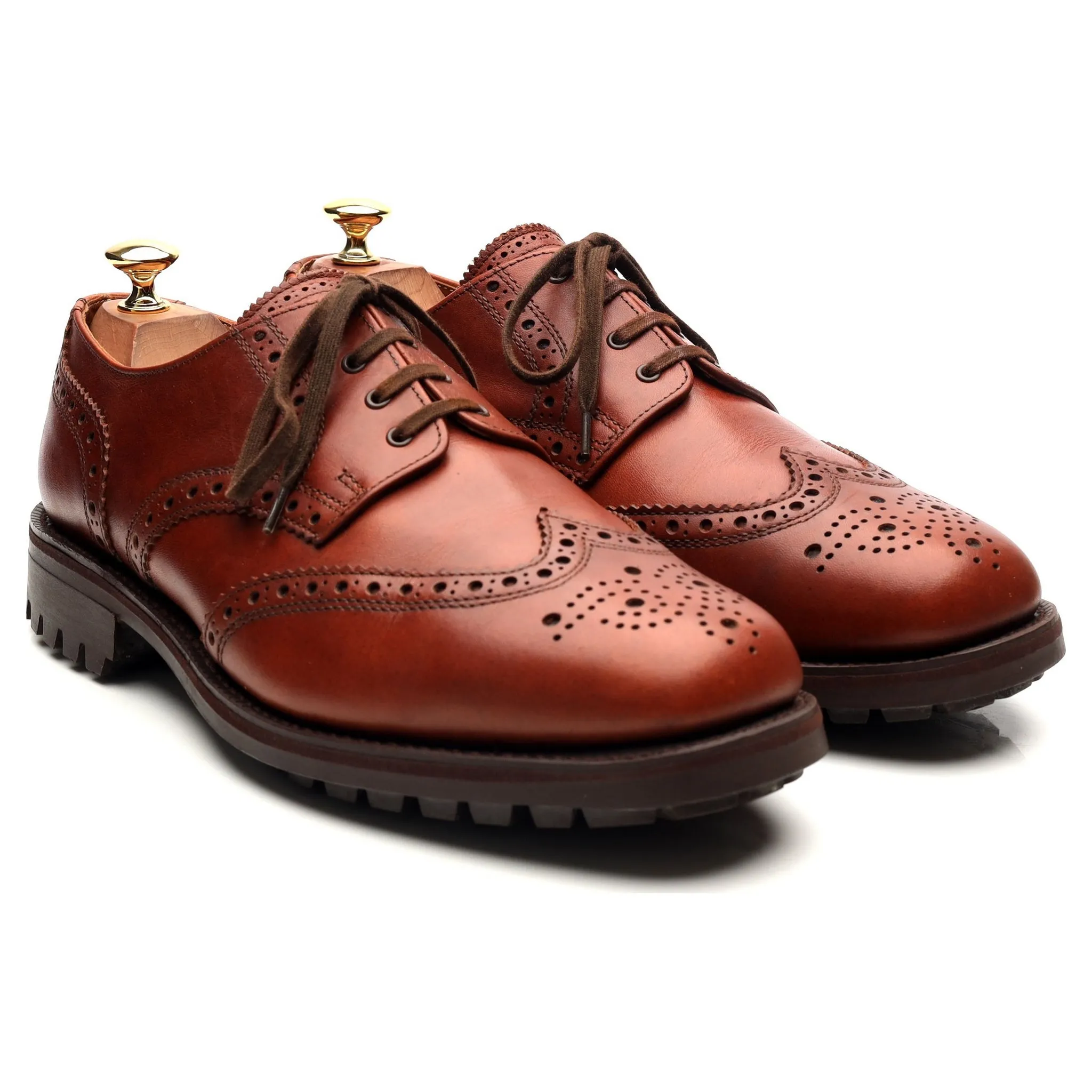 'Greasy' Tan Brown Leather Derby Brogues UK 9 F