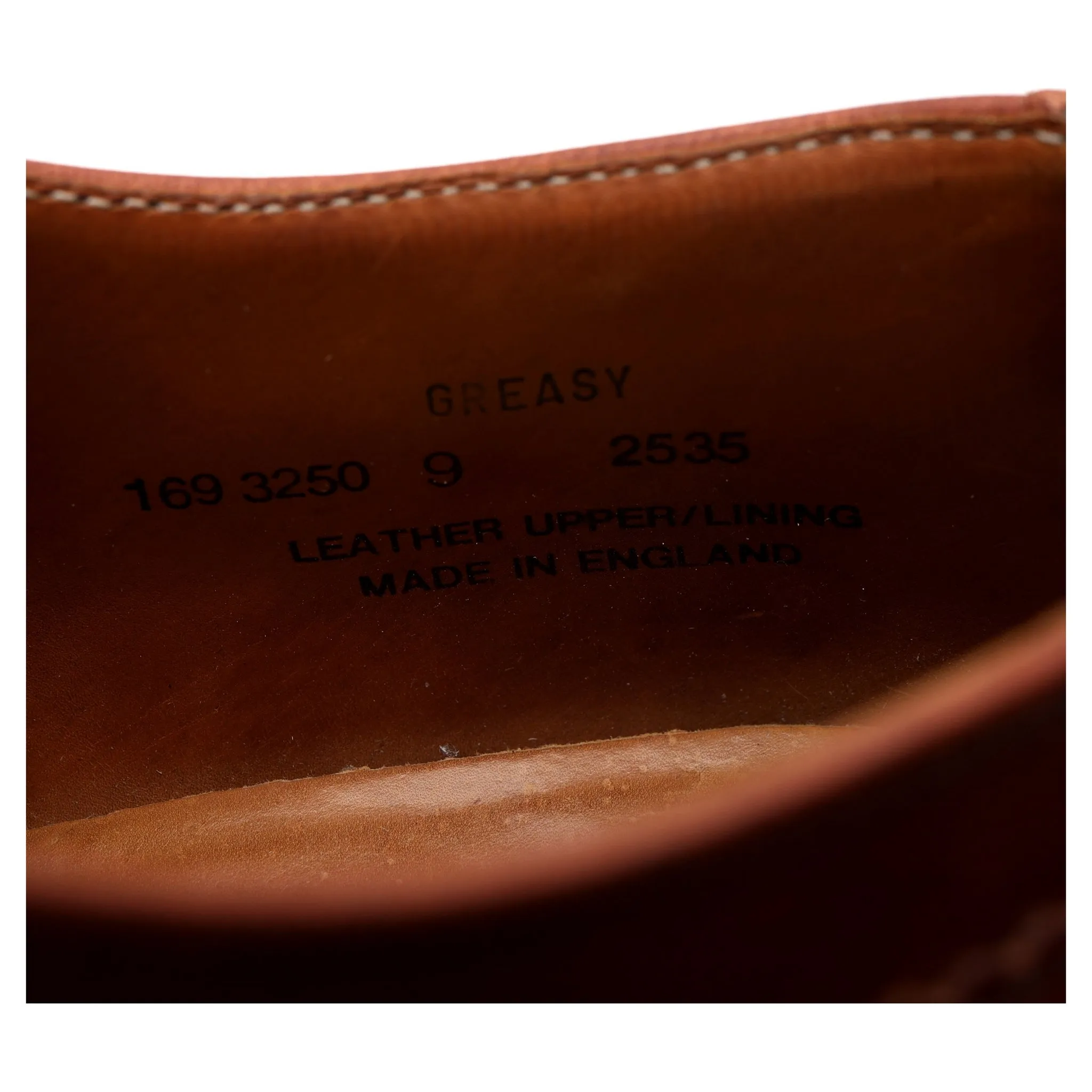 'Greasy' Tan Brown Leather Derby Brogues UK 9 F