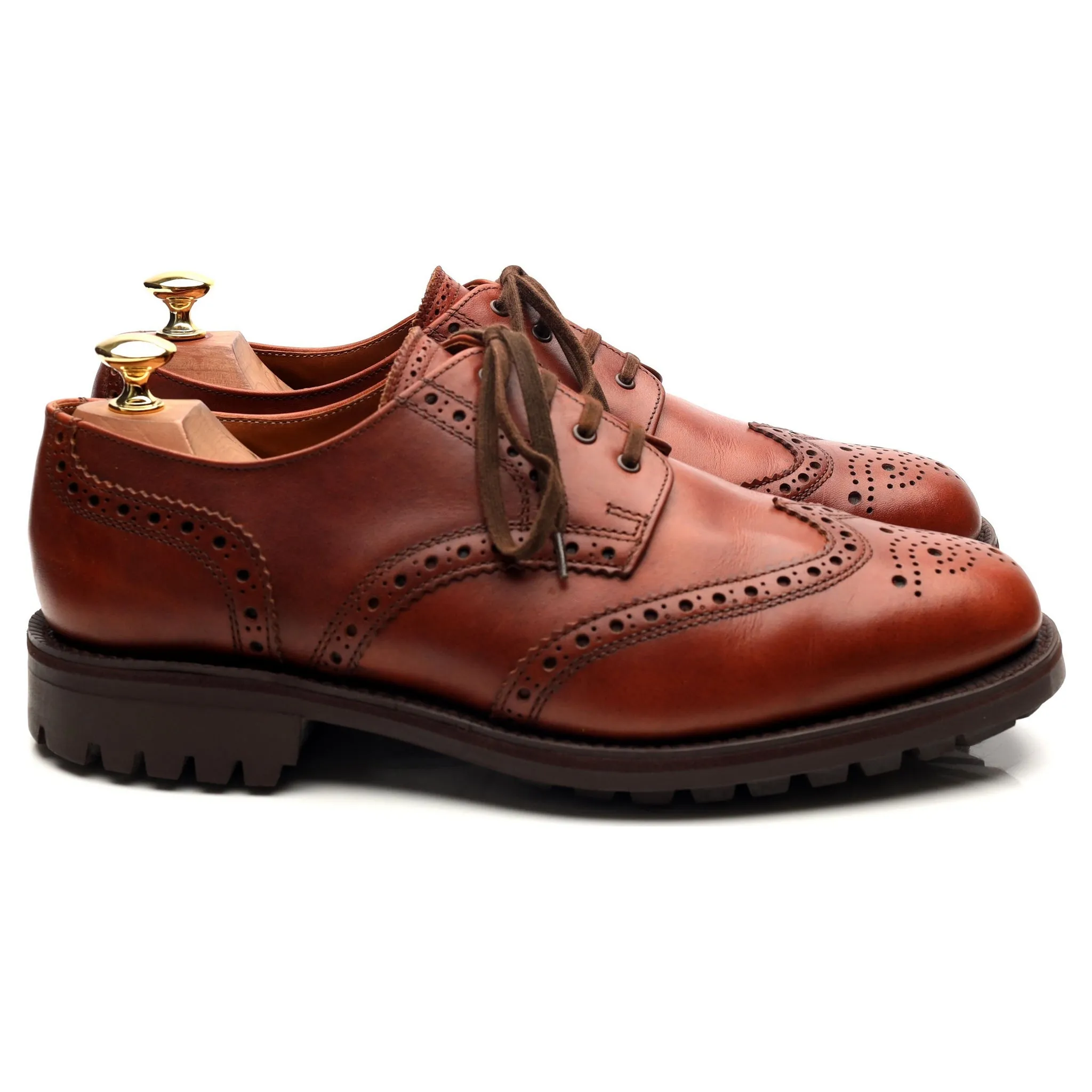 'Greasy' Tan Brown Leather Derby Brogues UK 9 F