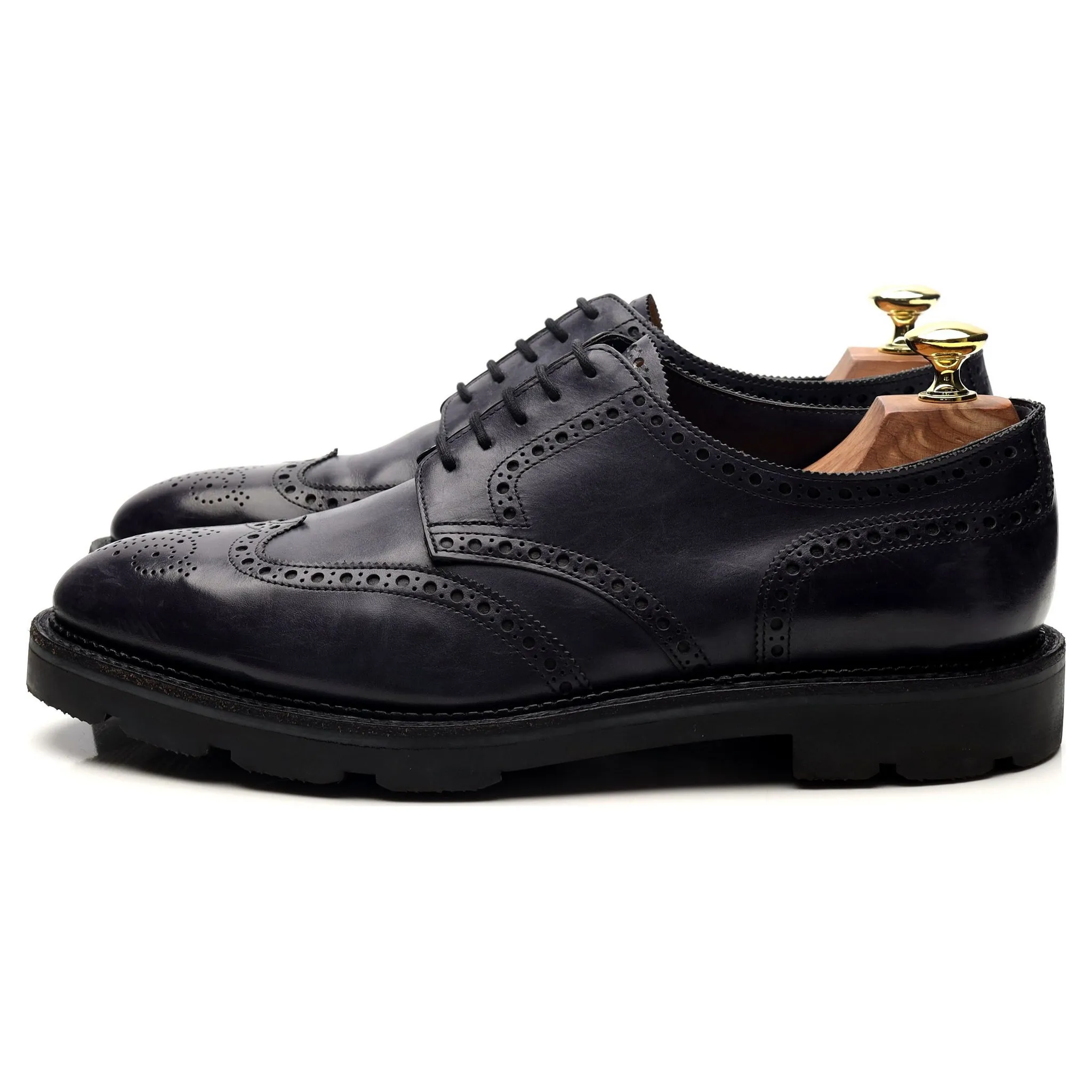 'Hayle' Navy Blue Leather Derby Brogues UK 7.5 E