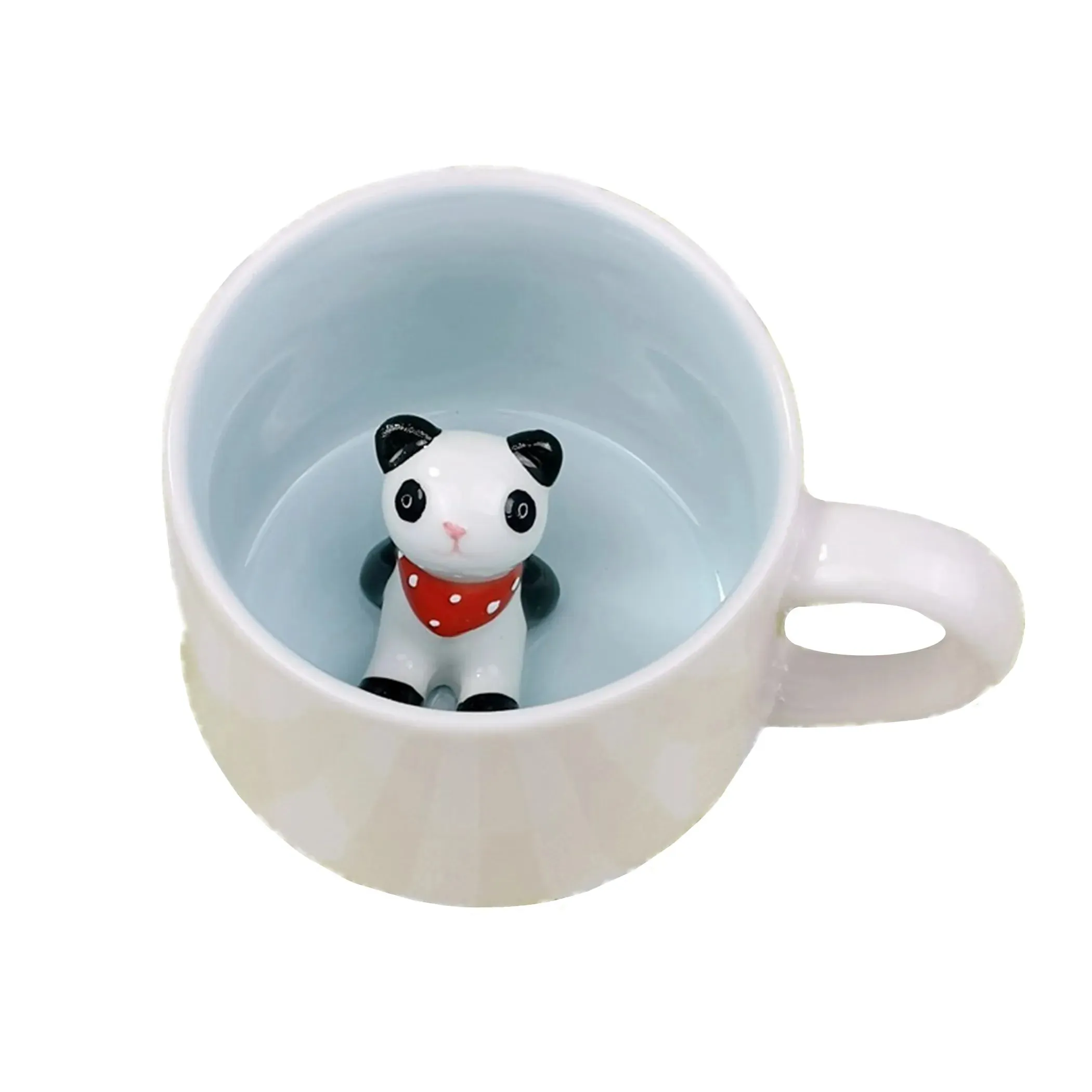 Hot sale Ceramic 3D Cups animal inside Cute bunny little panda Water cups birthday gift penguin puppy coffee mugs for children