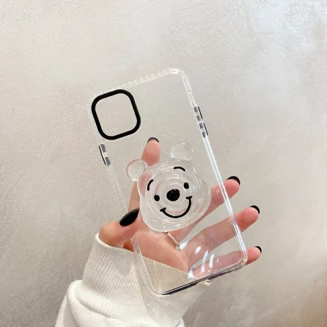 iPhone case with clear cartoon bear holder