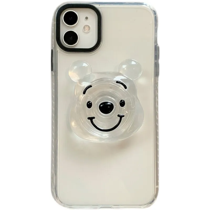 iPhone case with clear cartoon bear holder