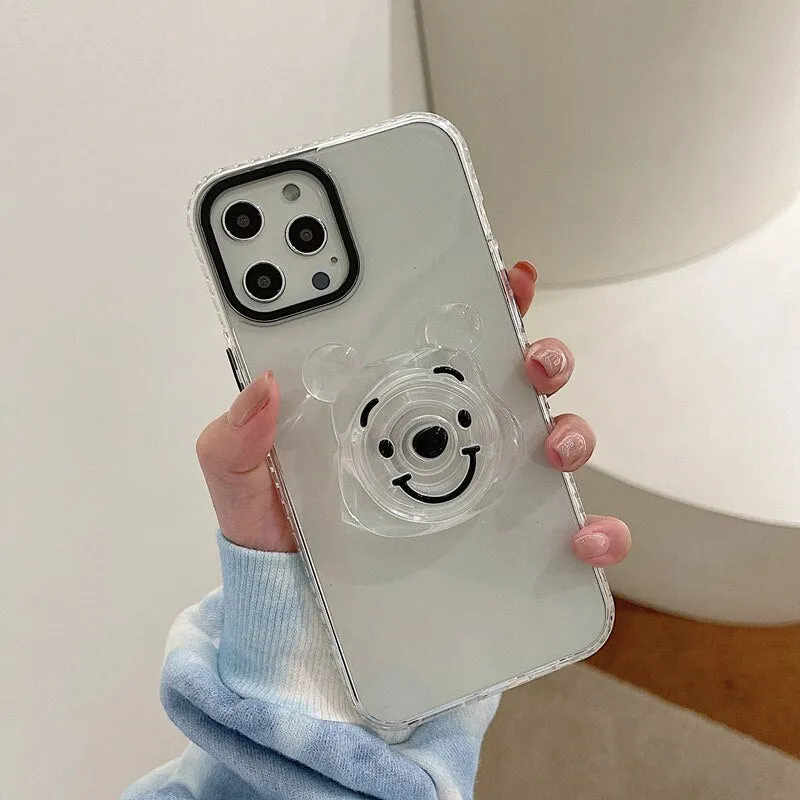 iPhone case with clear cartoon bear holder