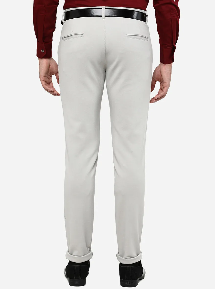 Ivory Grey Solid Slim Fit Club Wear Trouser | JB Studio