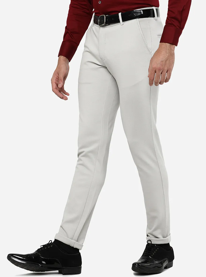 Ivory Grey Solid Slim Fit Club Wear Trouser | JB Studio