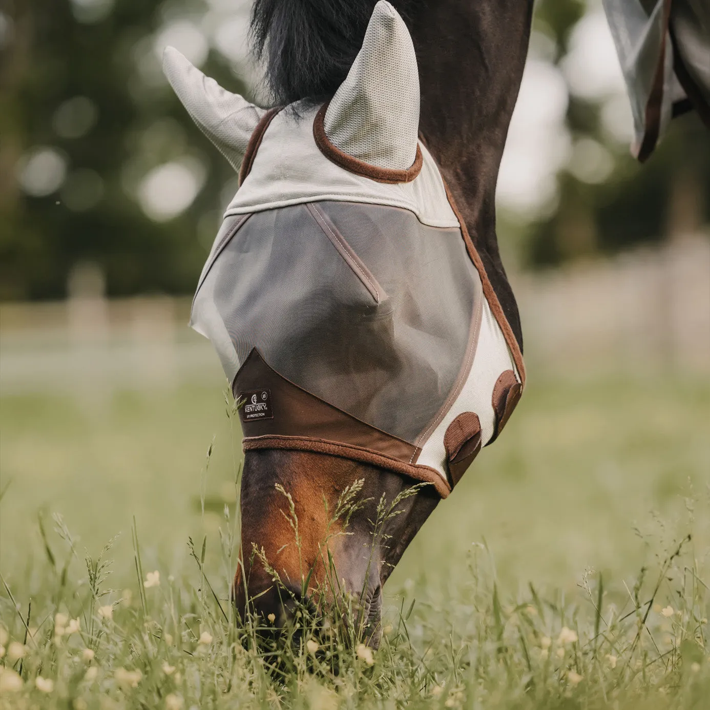 Kentucky Horsewear Fly Mask Classic with Ears - Silver Grey