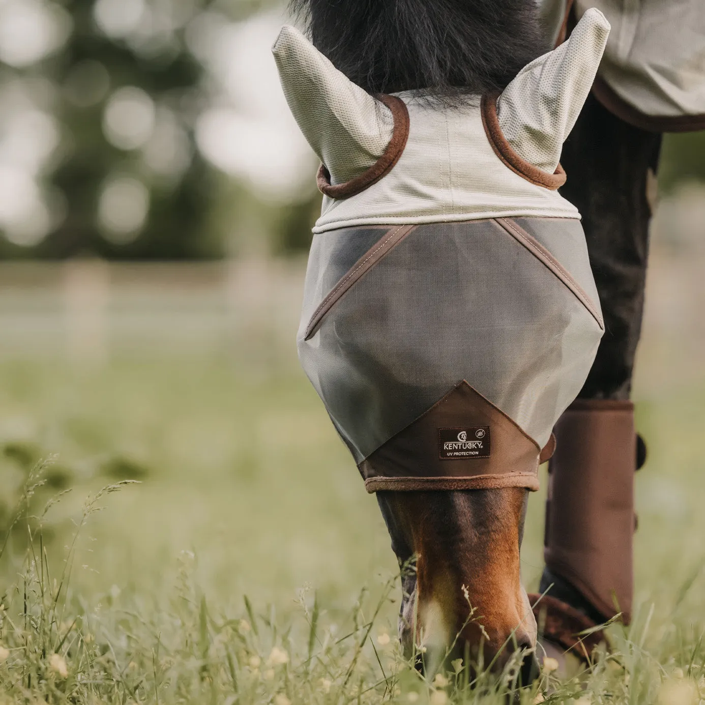 Kentucky Horsewear Fly Mask Classic with Ears - Silver Grey