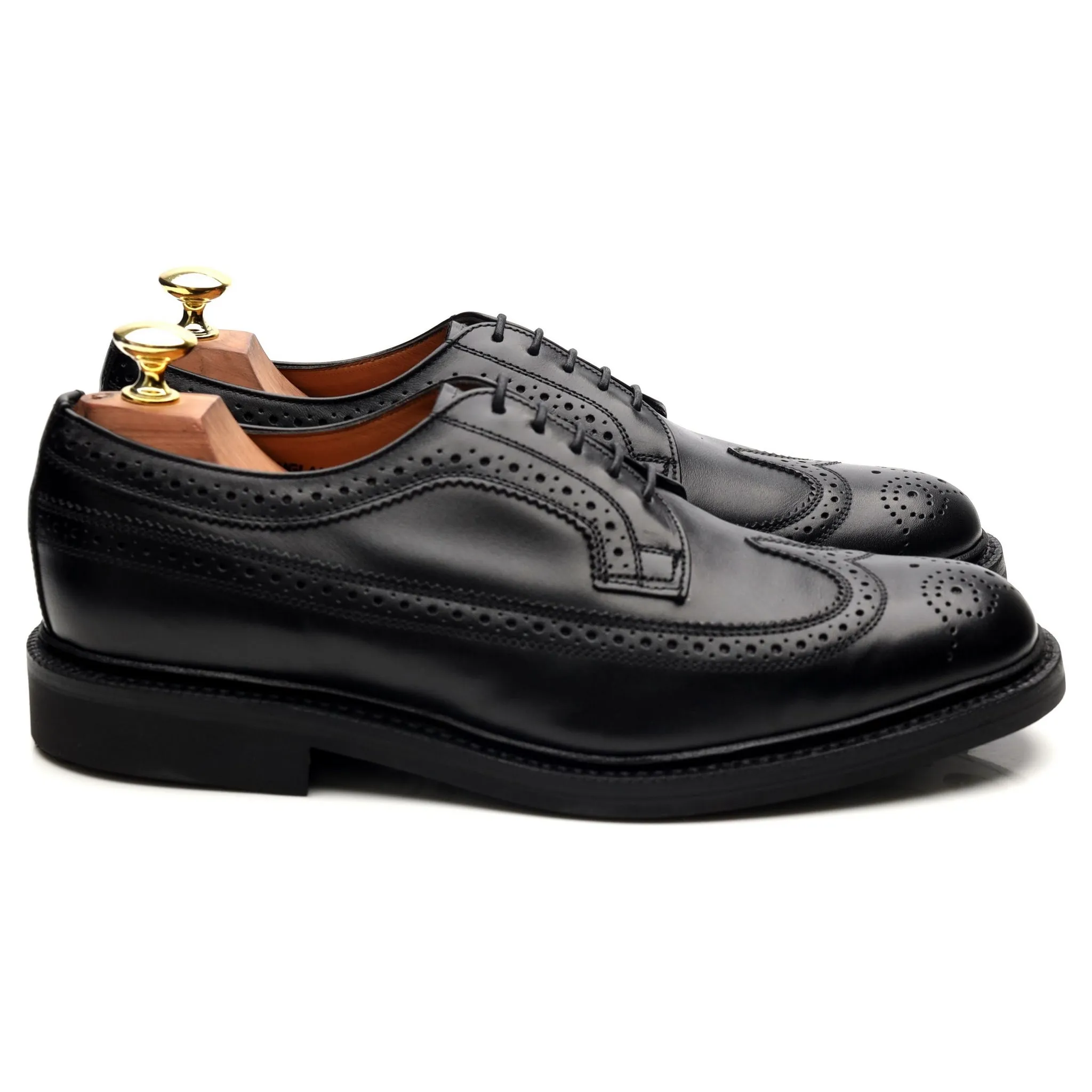 'Kingston' Black Leather Derby Brogues UK 7.5 F