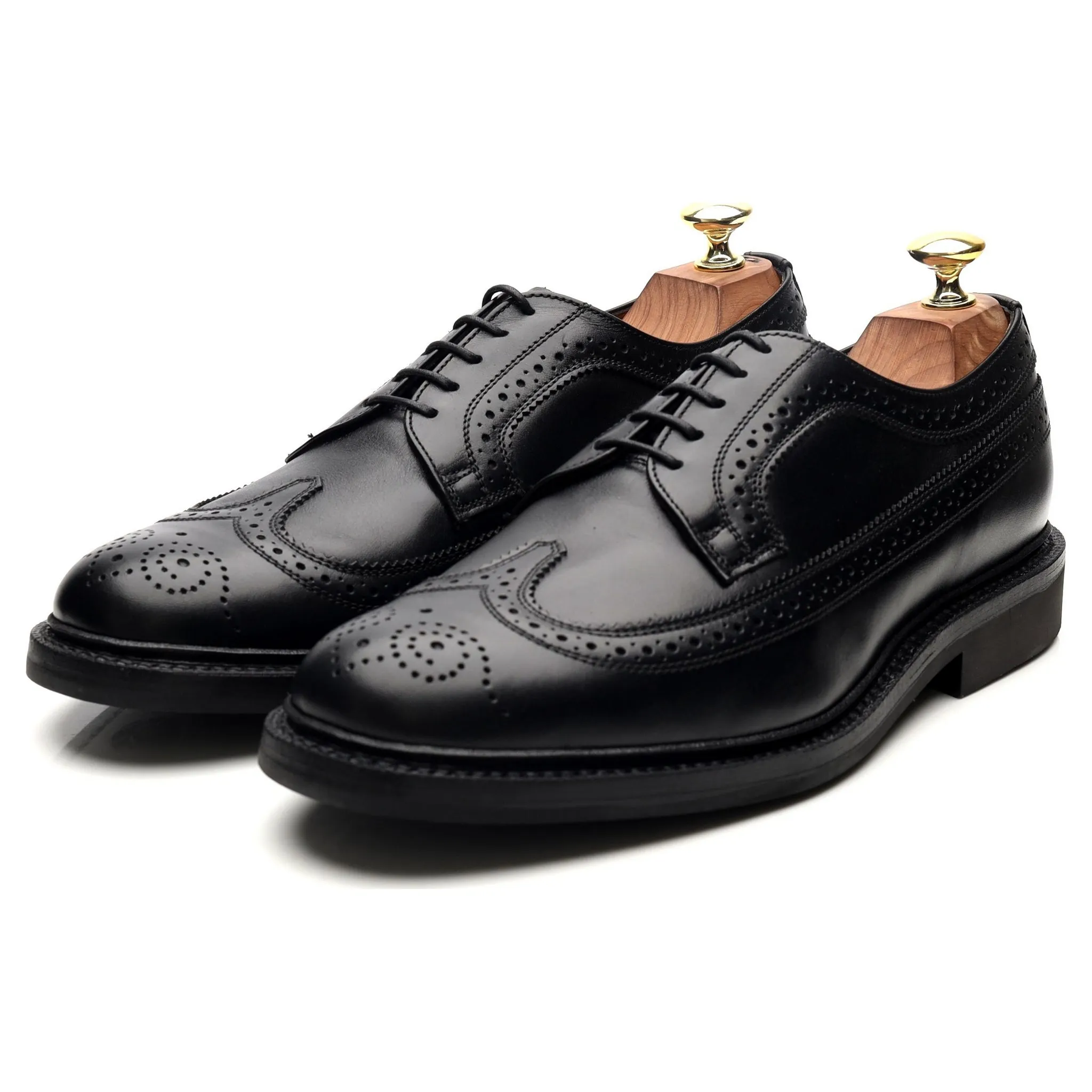 'Kingston' Black Leather Derby Brogues UK 7.5 F