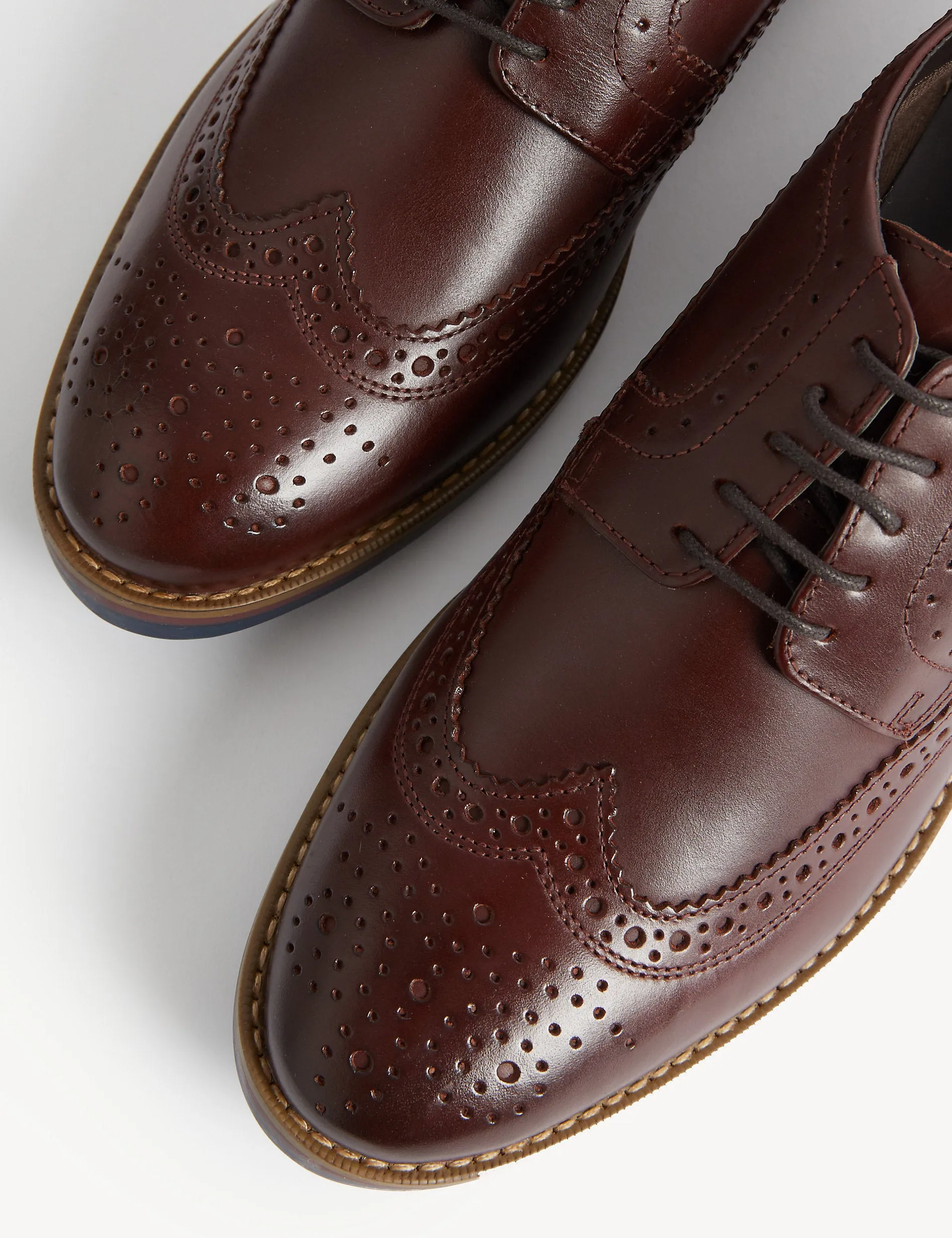 Leather brogues on trisol Marks & Spencer, burgundy