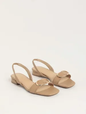 LUNA BLU Beige Buckle Sandals