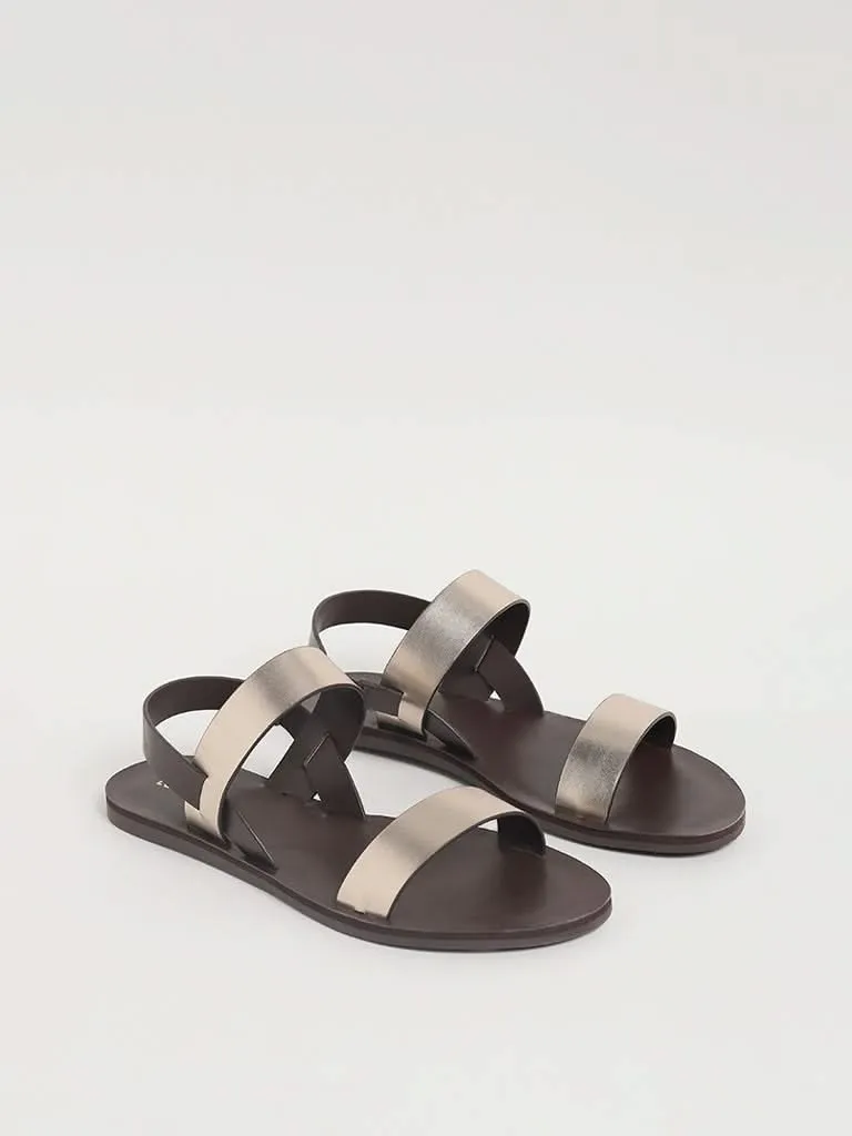 LUNA BLU Metallic Strap Brown Sandals