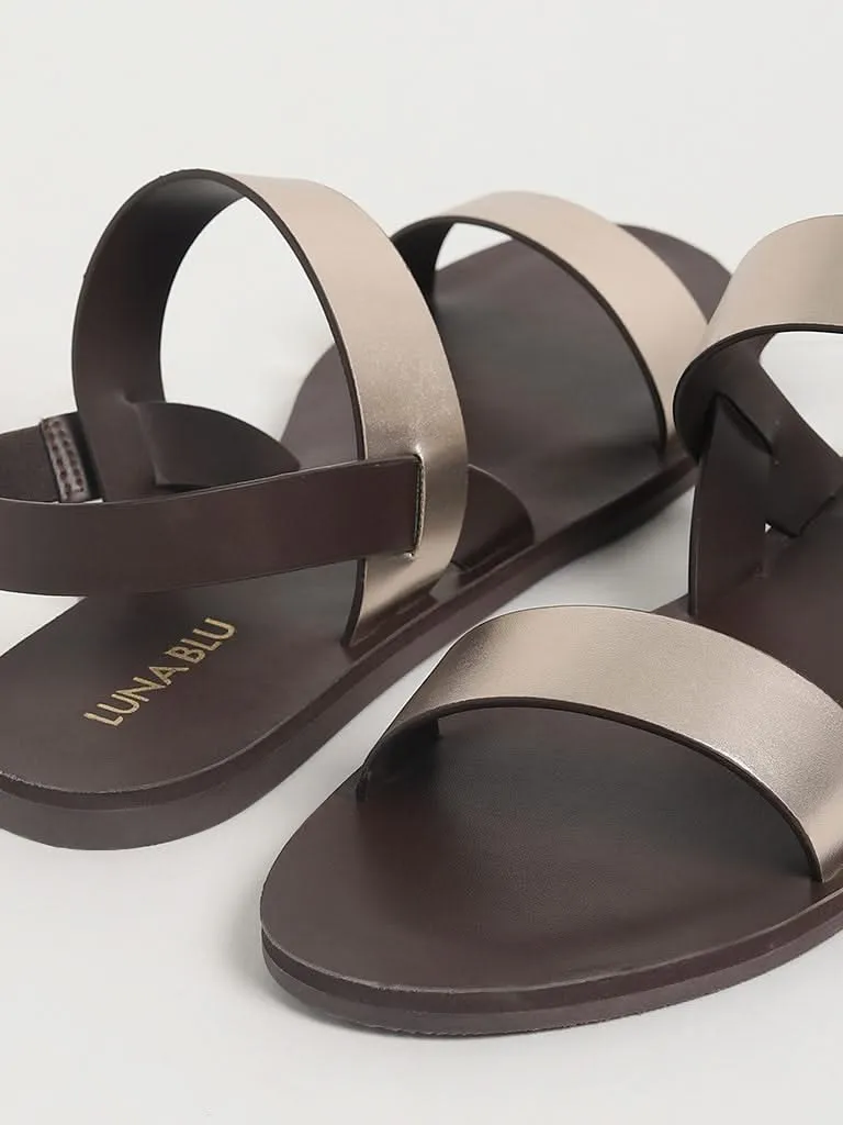 LUNA BLU Metallic Strap Brown Sandals