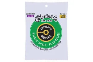 Martin MA175S Authentic 80/20 Bronze Marquis Silked Acoustic Guitar Strings - Custom Light .011-.052