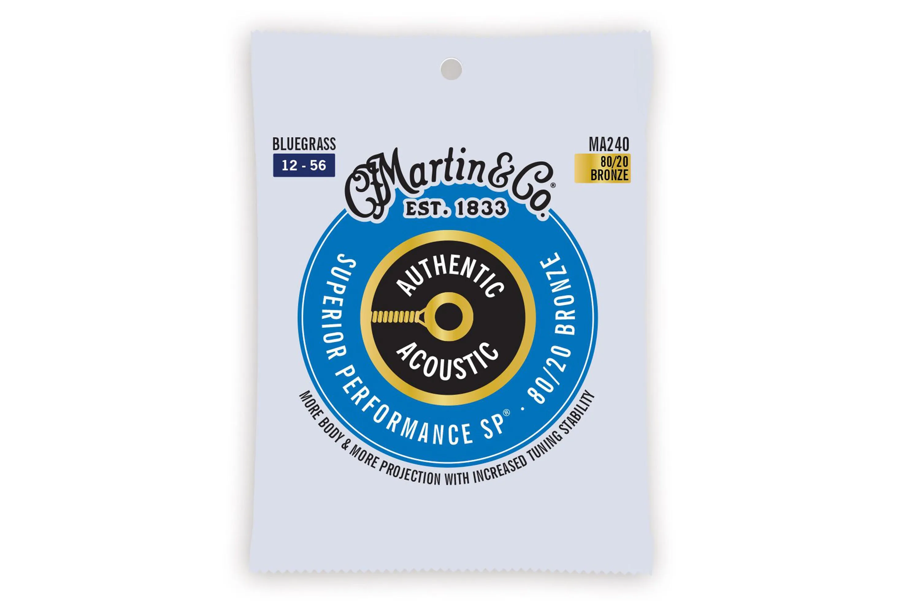 Martin MA240 Authentic Acoustic SP 80/20 Bronze Guitar Strings - Bluegrass .012-.056