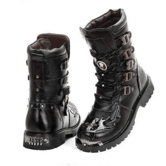 Men's Military Multi Buckles Boots Men Martin Boots Cowboy Boots