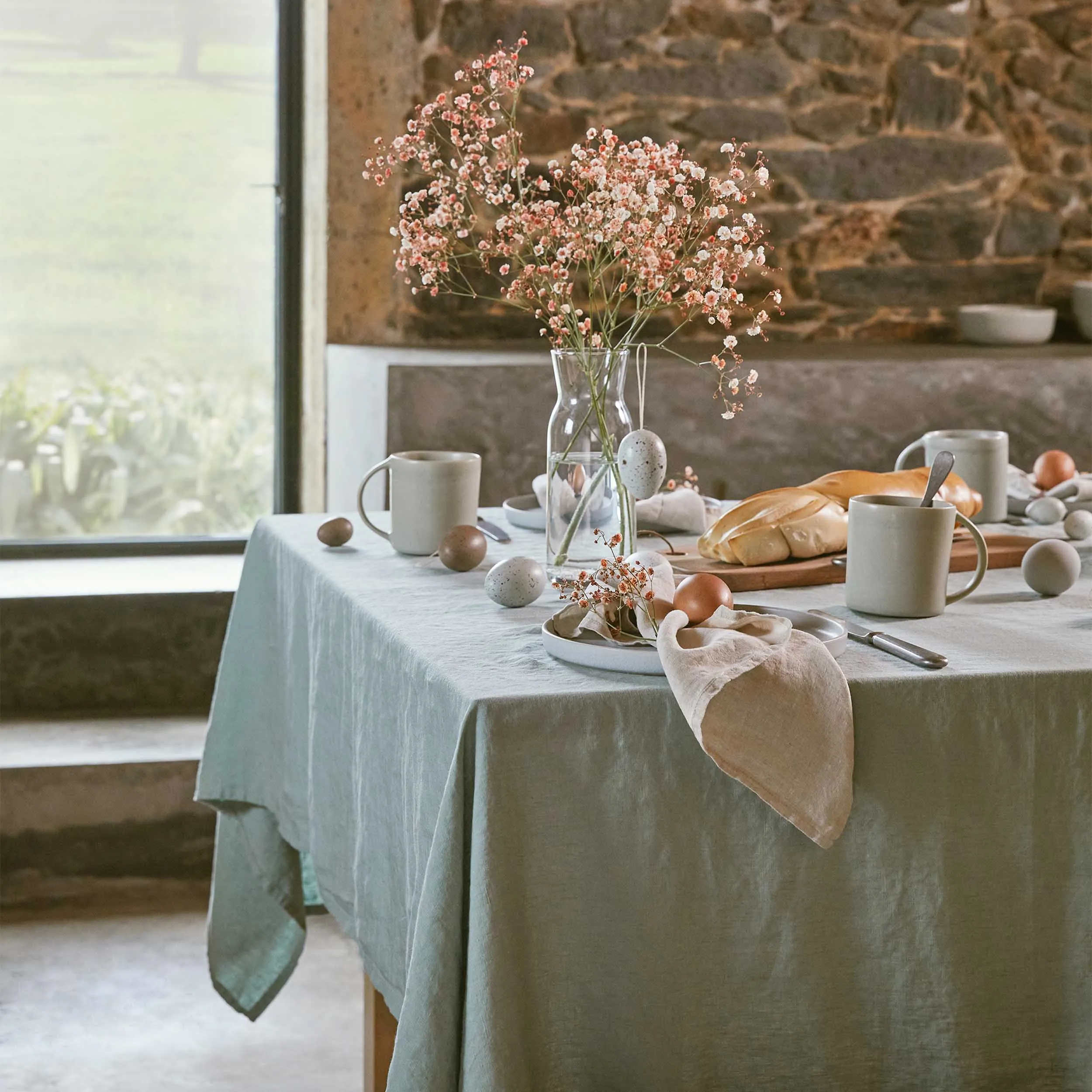 Miral Linen Table Cloth [Sage green]