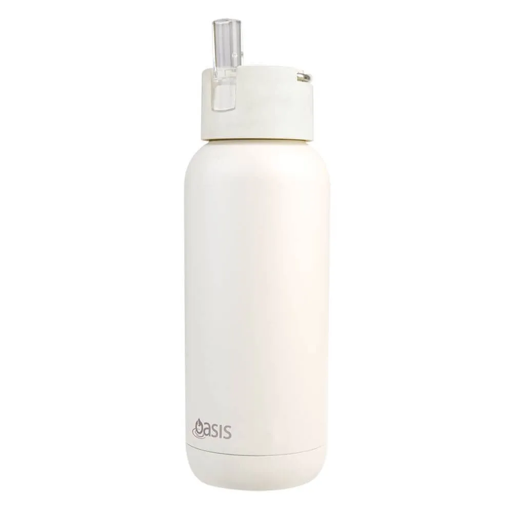 Moda 1L Ceramic Lined Insulated Water Bottle White Alabaster