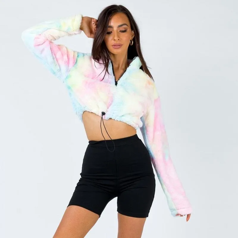 Multi Color cropped fleece top