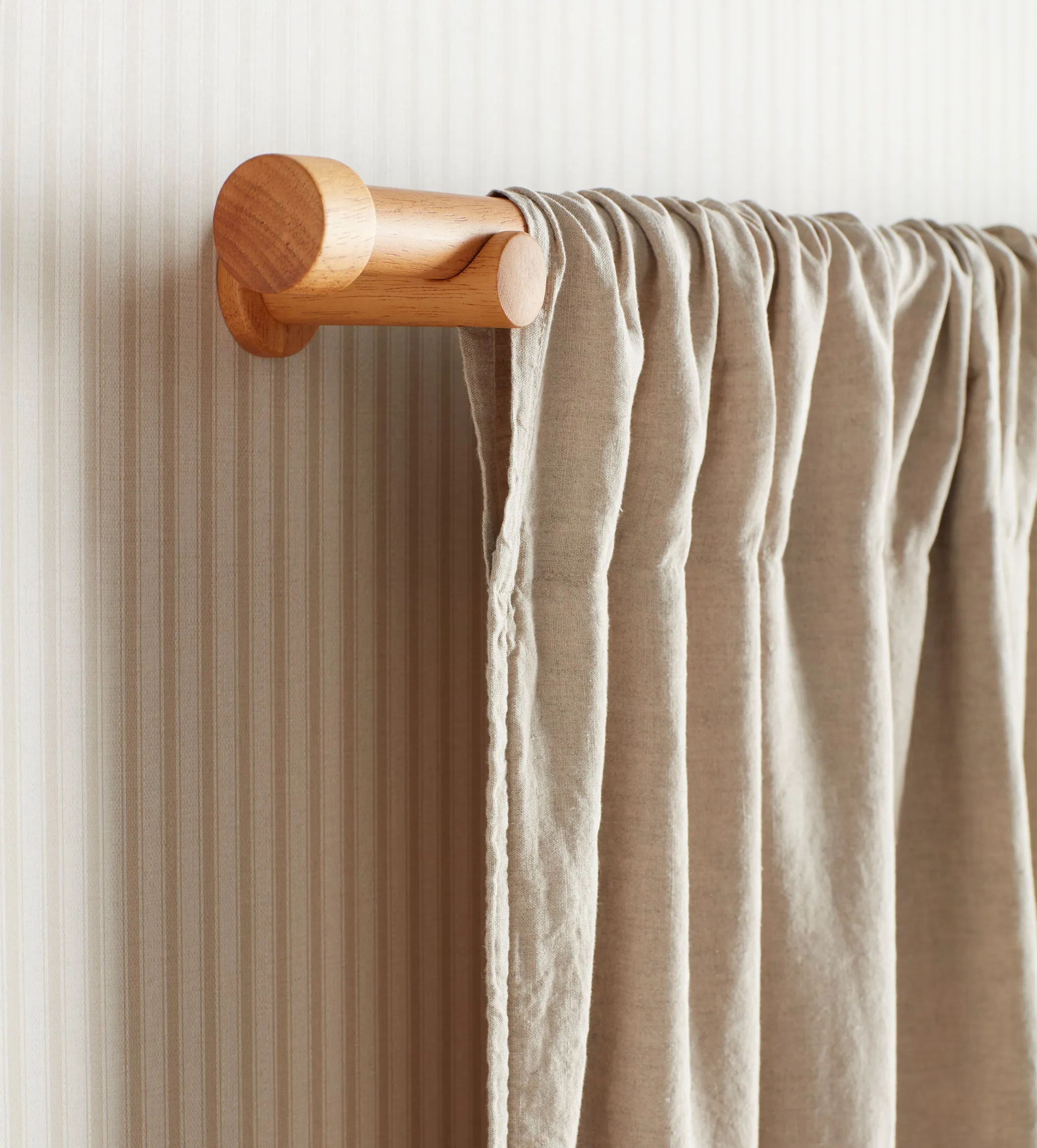 Natural Linen Lined Loop Top Curtains (Pair)