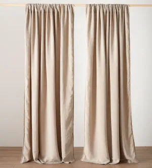 Natural Linen Lined Loop Top Curtains (Pair)