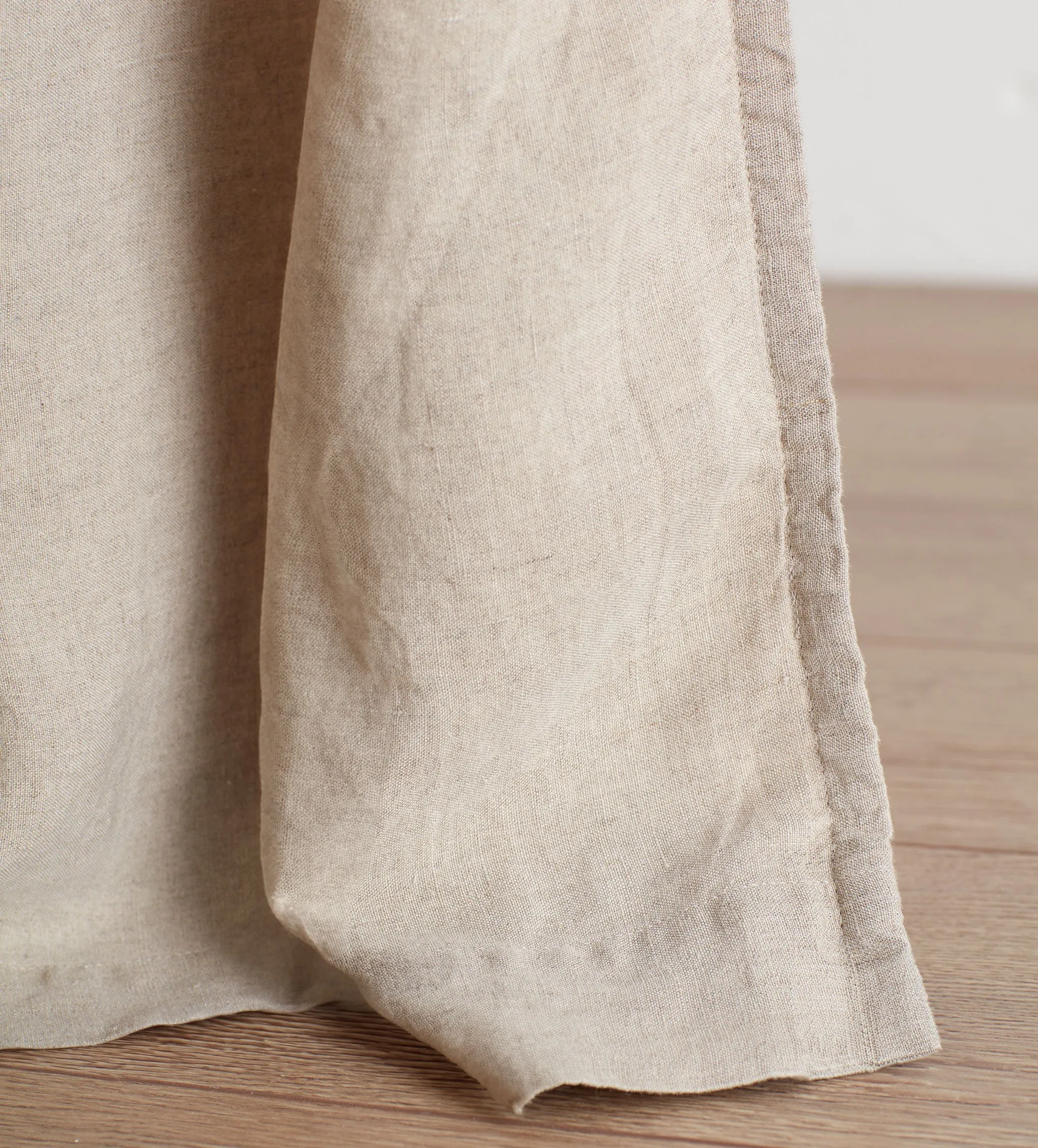 Natural Linen Lined Loop Top Curtains (Pair)