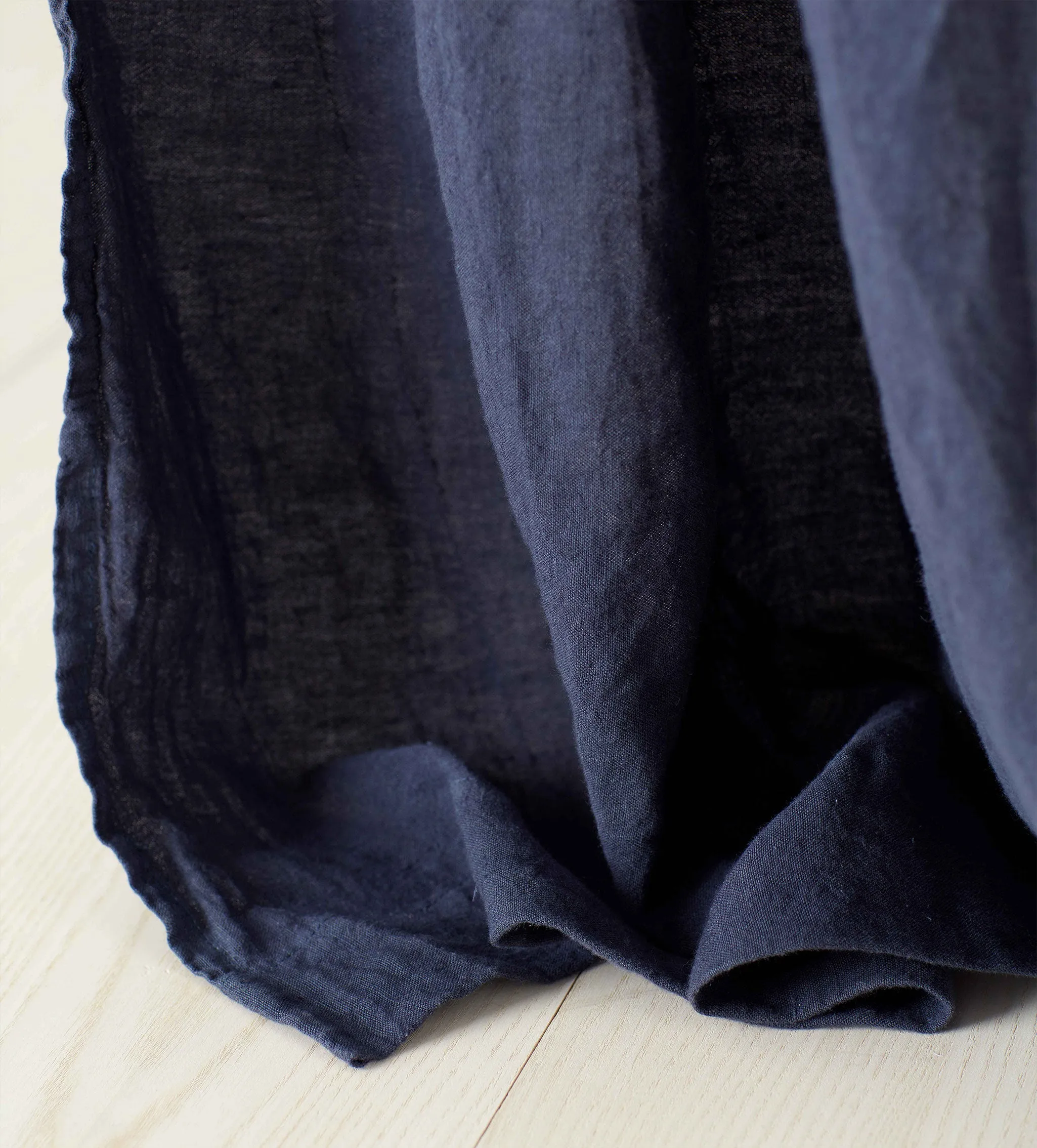 Navy Blue 100% Linen Loop Top Curtain (Single)