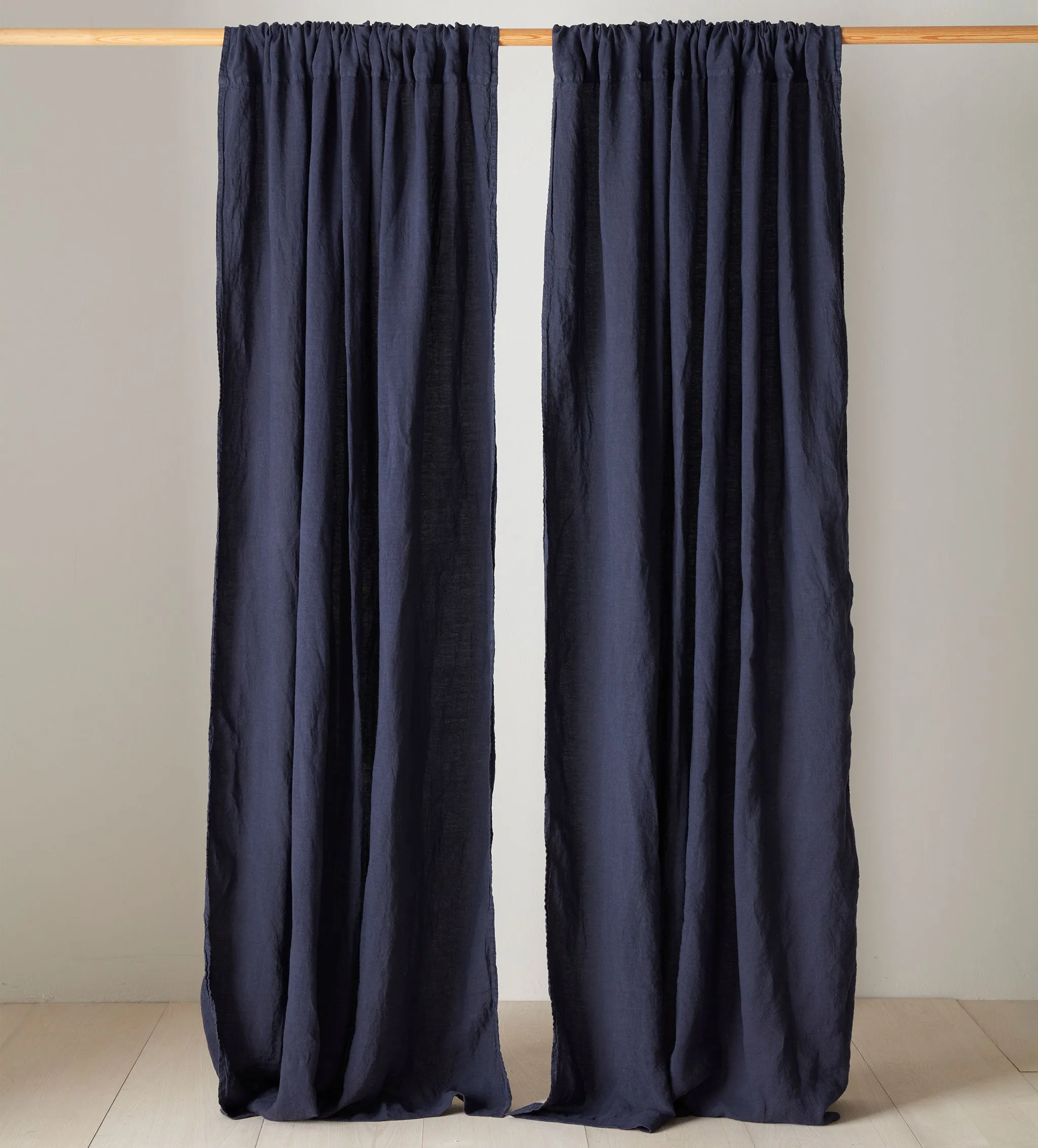 Navy Blue 100% Linen Loop Top Curtain (Single)