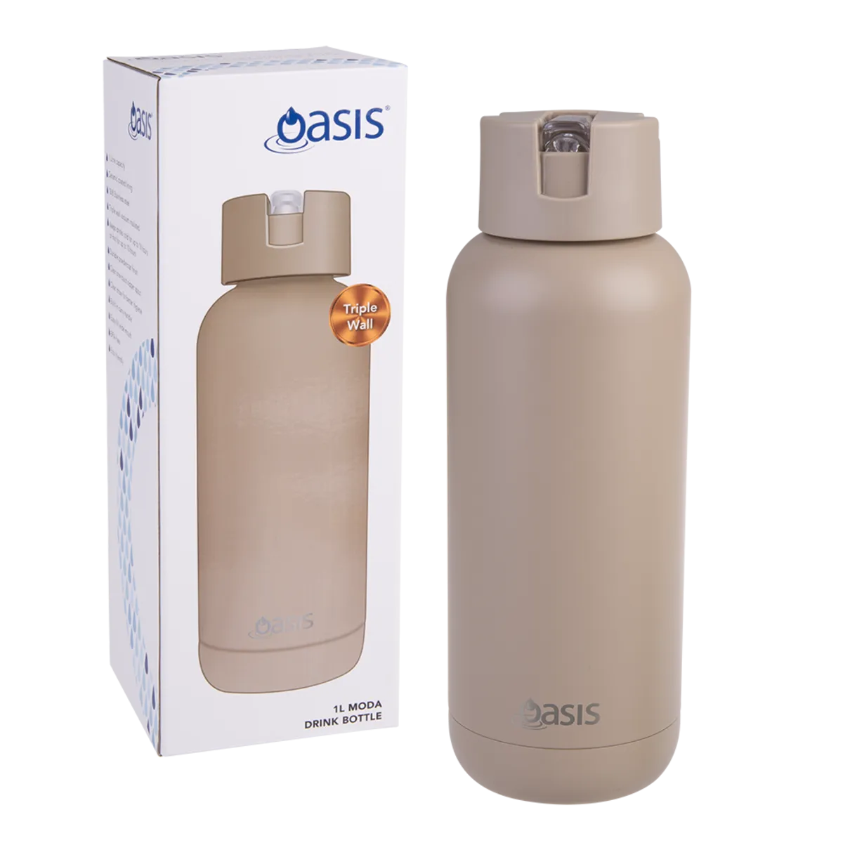 Oasis Moda Insulated Steel Ceramic Drink Bottle 1 litre