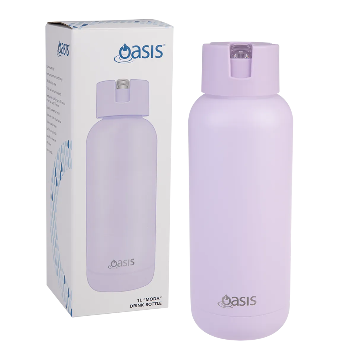 Oasis Moda Insulated Steel Ceramic Drink Bottle 1 litre