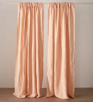 Peach 100% Linen Loop Top Curtain (Single)