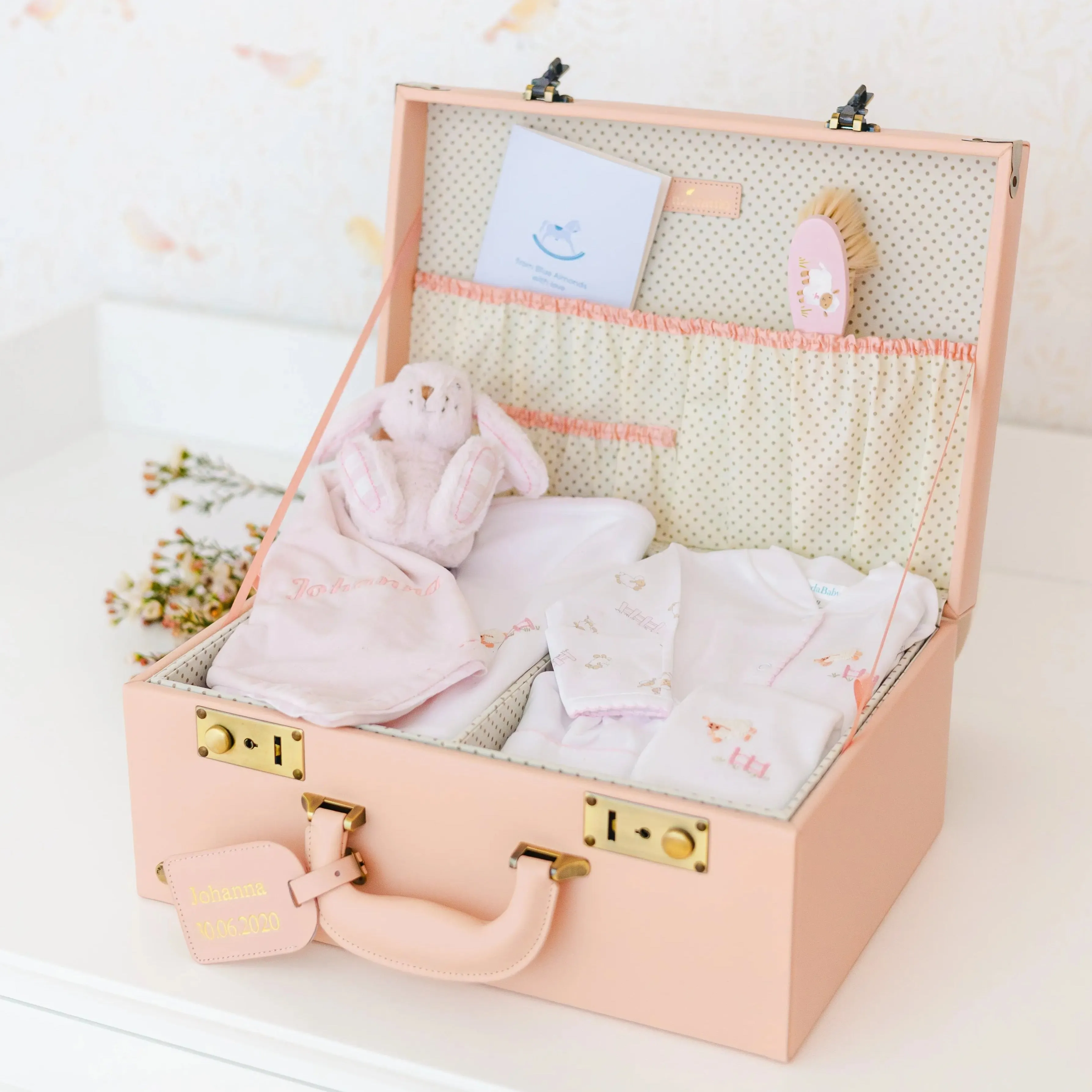 Pink sheep baby keepsake gift set