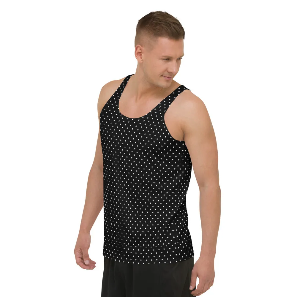 Polka Dots Unisex Tank Top, Dotted Men's or Women's Designer Premium Tank Top-Made in USA/EU/MX