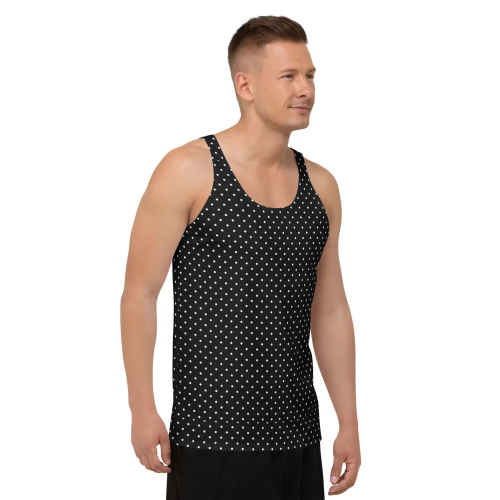 Polka Dots Unisex Tank Top, Dotted Men's or Women's Designer Premium Tank Top-Made in USA/EU/MX