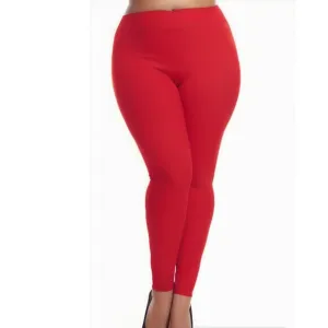 Red Plus Size Fleece Leggings- Waist 29"-40"