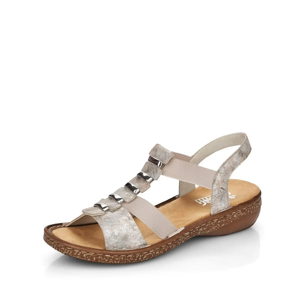 Rieker Sandals 62850 Ladies Shoes Metallic