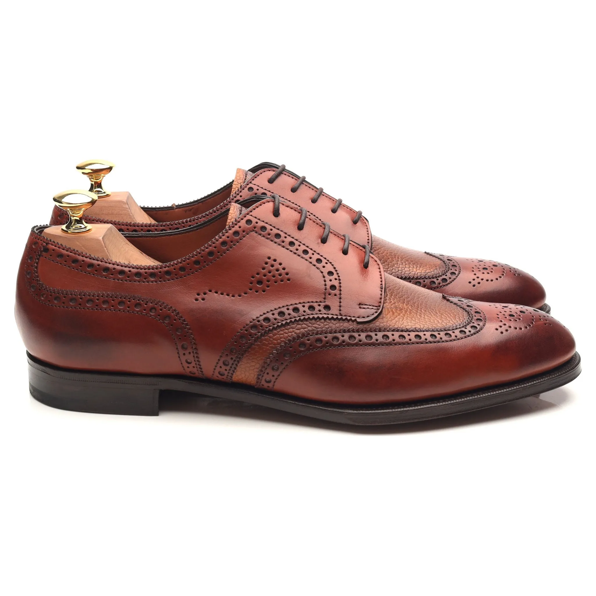 'Sandringham' Tan Brown Leather Derby Brogues UK 9.5 D