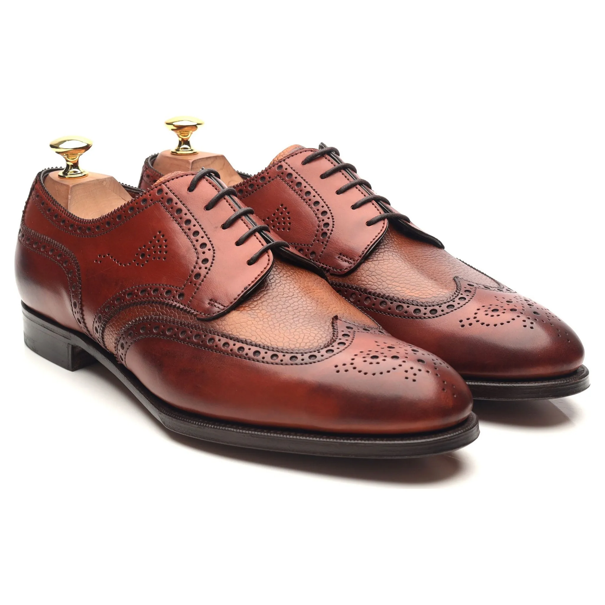 'Sandringham' Tan Brown Leather Derby Brogues UK 9.5 D