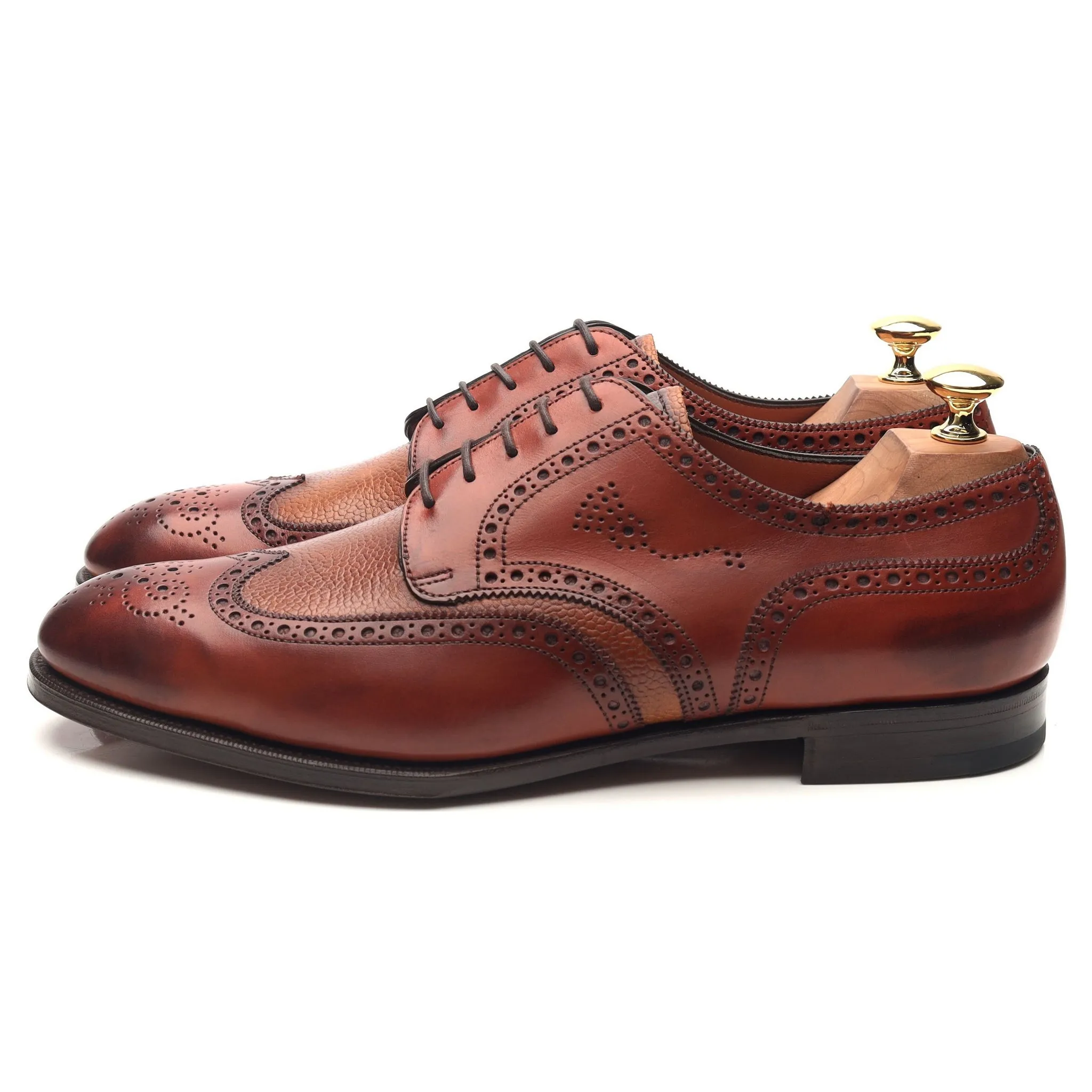 'Sandringham' Tan Brown Leather Derby Brogues UK 9.5 D