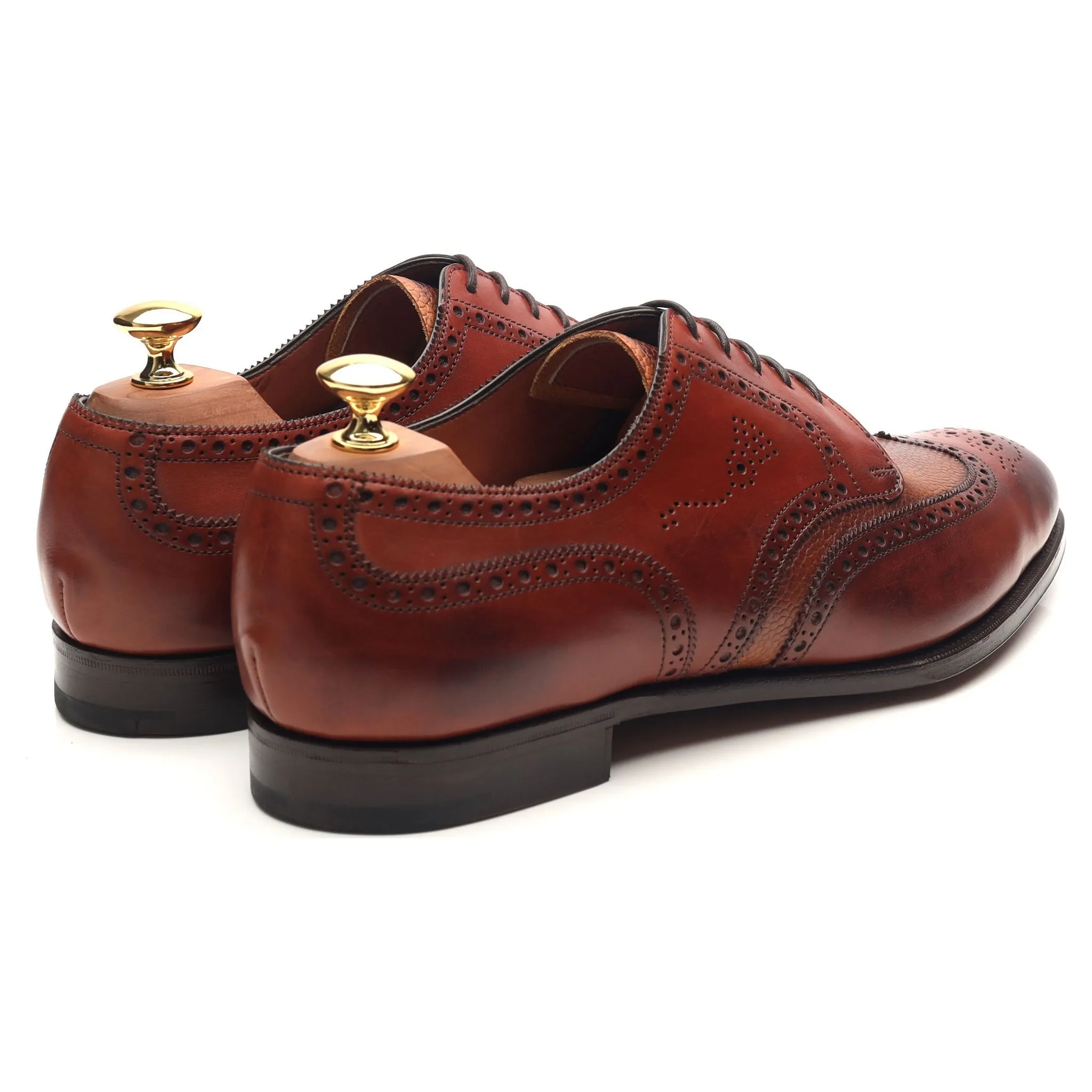 'Sandringham' Tan Brown Leather Derby Brogues UK 9.5 D