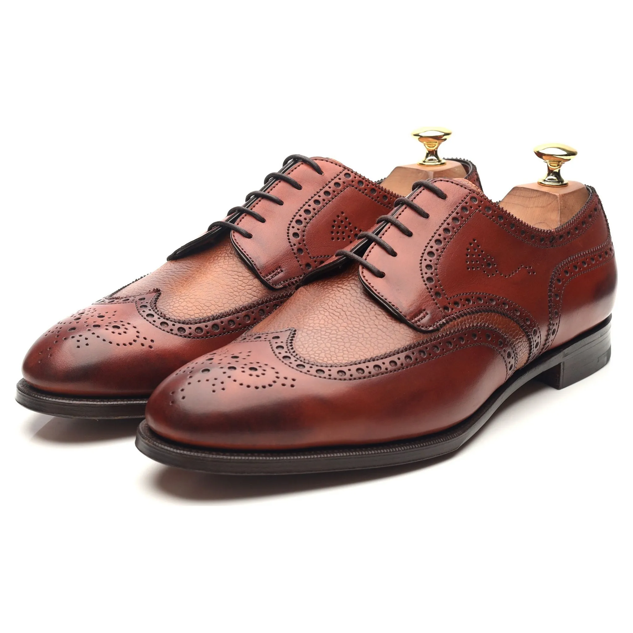 'Sandringham' Tan Brown Leather Derby Brogues UK 9.5 D