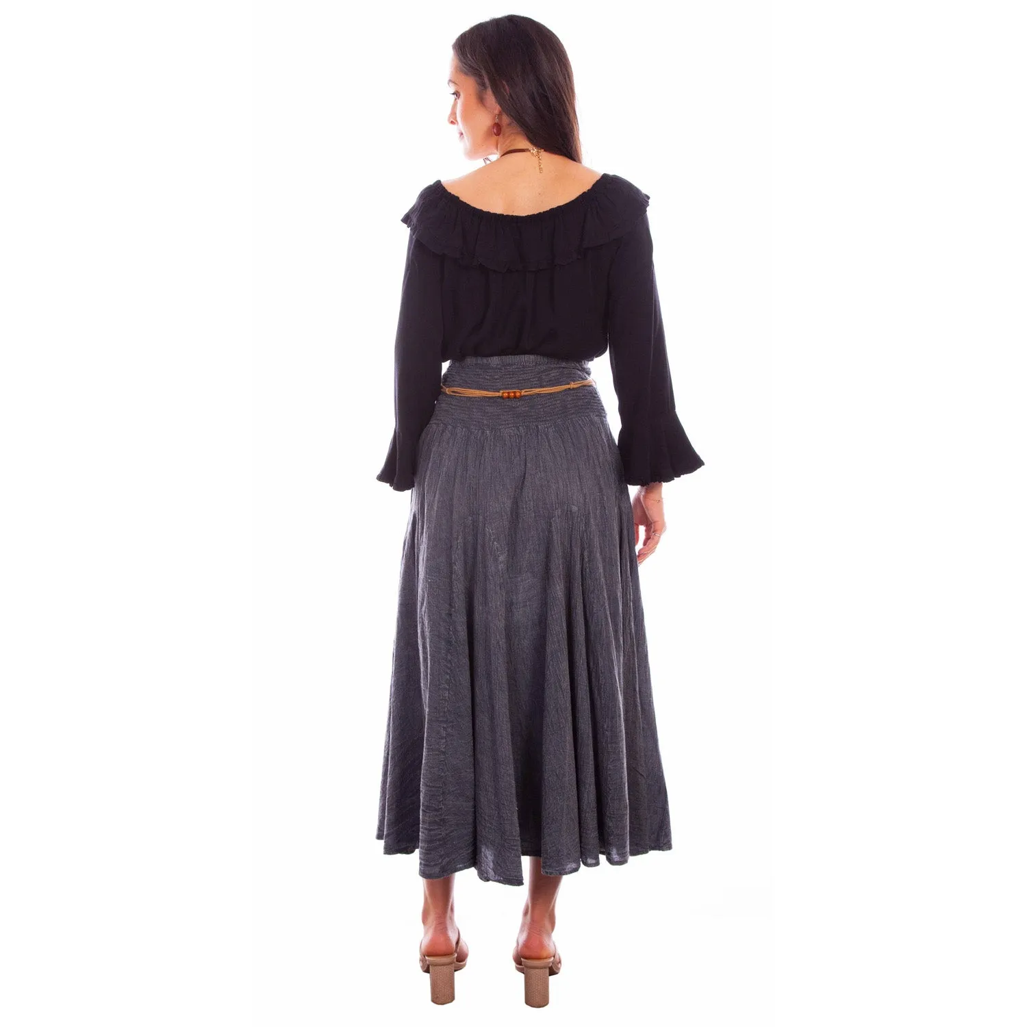 Scully Womens Vertical Panel Full Length Charcoal 100% Cotton Skirt