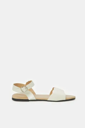 Senior Girls White Scalloped Sandal