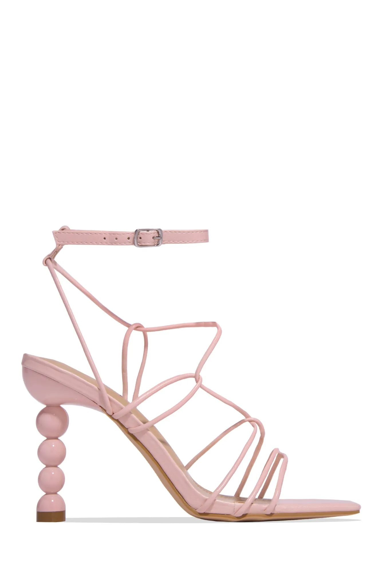 St. Barts Summer Square Toe Strappy Heels - Pink